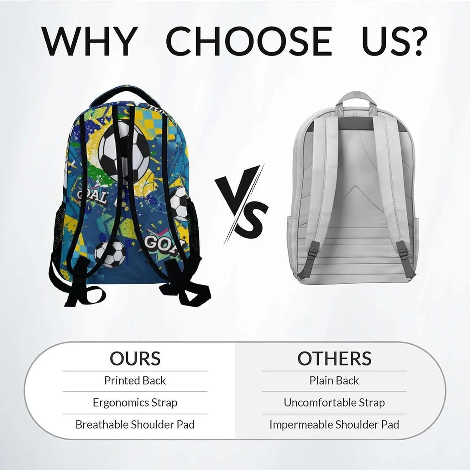 Personalized Backpack for Boys - 17 Inch Soccer Bookbag for Soccer Lovers - Lightweight Kids' Backpacks for Elementary Middle School