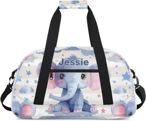 Personalized Duffel Bags for Kids Gym Bag with Name Small Dance Bag for Girls Luggage Bags for Boys Girls Elephant