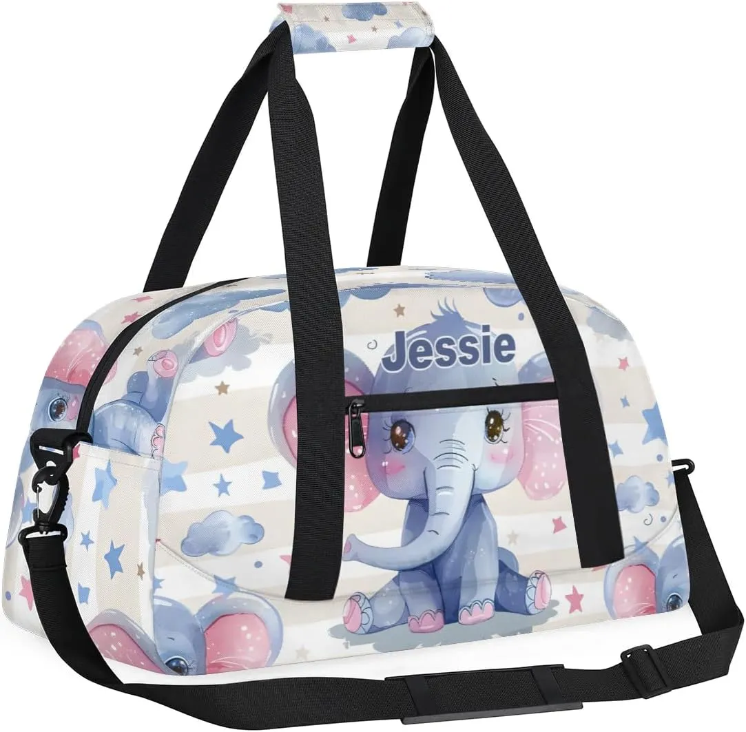 Personalized Duffel Bags for Kids Gym Bag with Name Small Dance Bag for Girls Luggage Bags for Boys Girls Elephant