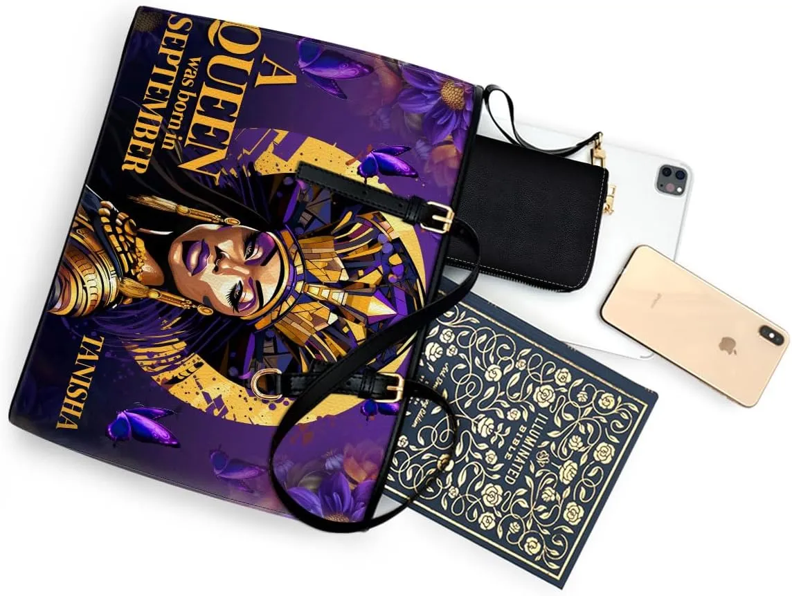 Personalized Leather Totebag for Black Women - Christmas Gifts