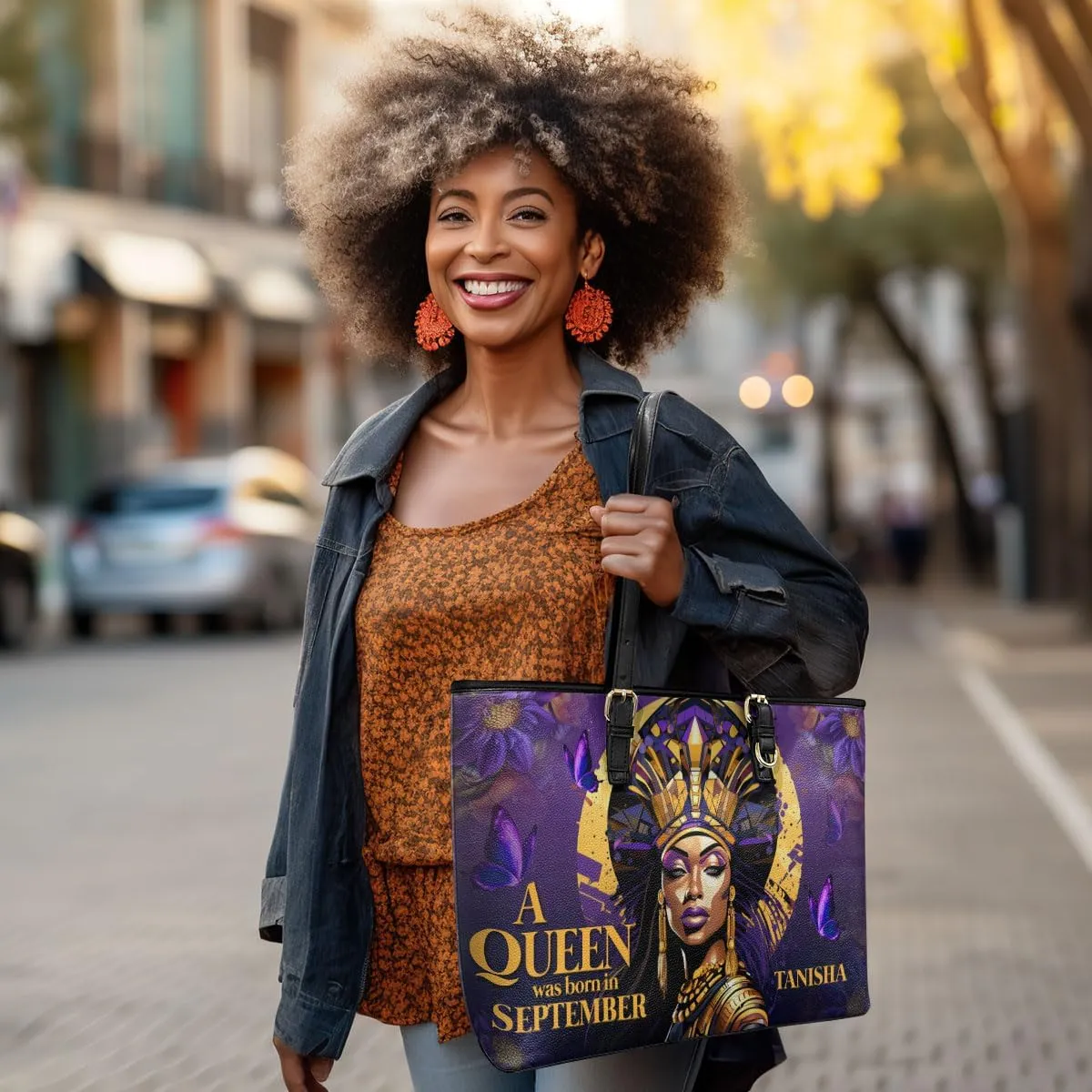 Personalized Leather Totebag for Black Women - Christmas Gifts
