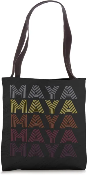 Personalized Name Maya Retro Shopping Travel Vintage Style Tote Bag