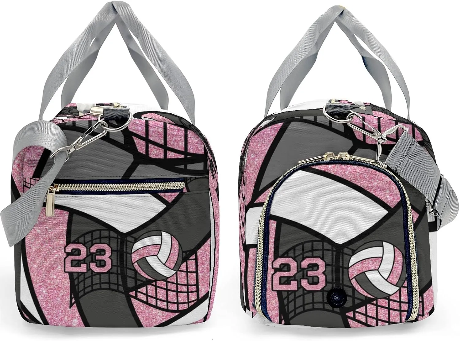 Personalized Pink Duffel Bag, 9.25 x 7.87 x 17.72 inches, Gym, Dance, Travel, Sports, Water-Resistant Nylon, Adjustable Detachable Strap, Zipper Closure