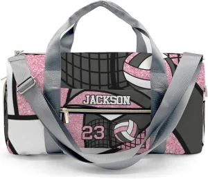 Personalized Pink Duffel Bag, 9.25 x 7.87 x 17.72 inches, Gym, Dance, Travel, Sports, Water-Resistant Nylon, Adjustable Detachable Strap, Zipper Closure