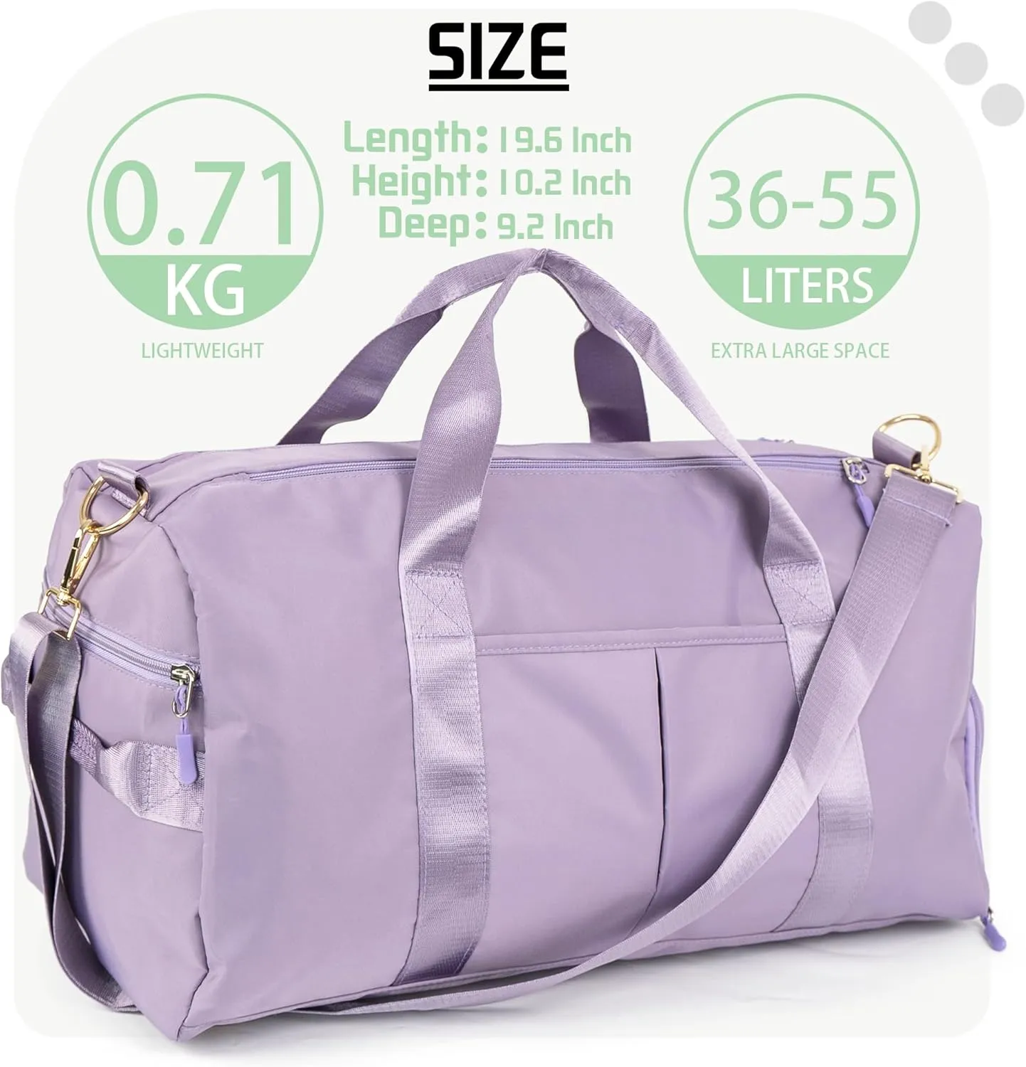 Personalized Travel Bag for Women, Bridesmaid Gift Bag, Weekender Bag with Embroidered Name, Monogram Overnight Duffle Bag with Shoe Compartment and Wet Pocket for Airplane,Gym,Overnight (Purple)