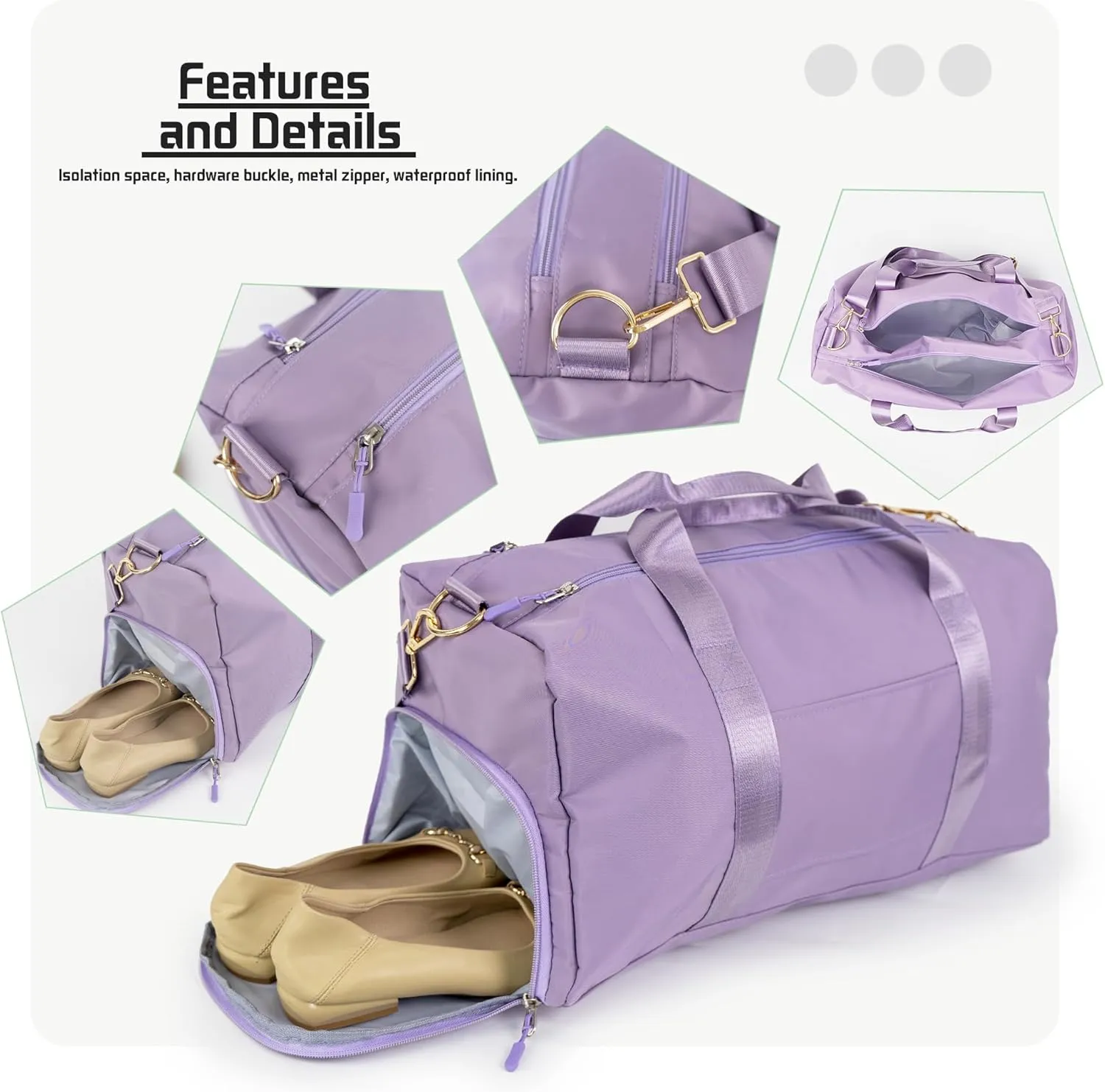Personalized Travel Bag for Women, Bridesmaid Gift Bag, Weekender Bag with Embroidered Name, Monogram Overnight Duffle Bag with Shoe Compartment and Wet Pocket for Airplane,Gym,Overnight (Purple)