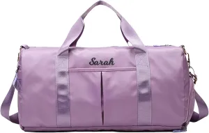 Personalized Travel Bag for Women, Bridesmaid Gift Bag, Weekender Bag with Embroidered Name, Monogram Overnight Duffle Bag with Shoe Compartment and Wet Pocket for Airplane,Gym,Overnight (Purple)