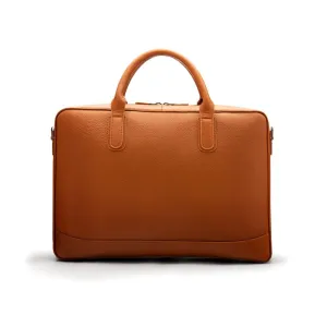 Piccadilly Leather 17" Laptop Bag - Tan Pebble Grain