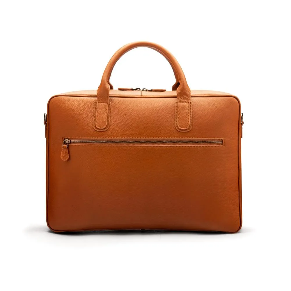 Piccadilly Leather 17" Laptop Bag - Tan Pebble Grain
