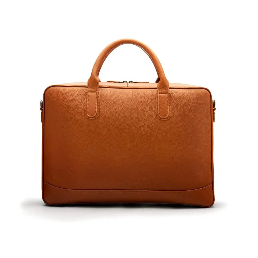 Piccadilly Leather 17" Laptop Bag - Tan Pebble Grain