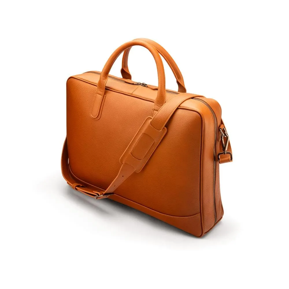 Piccadilly Leather 17" Laptop Bag - Tan Pebble Grain