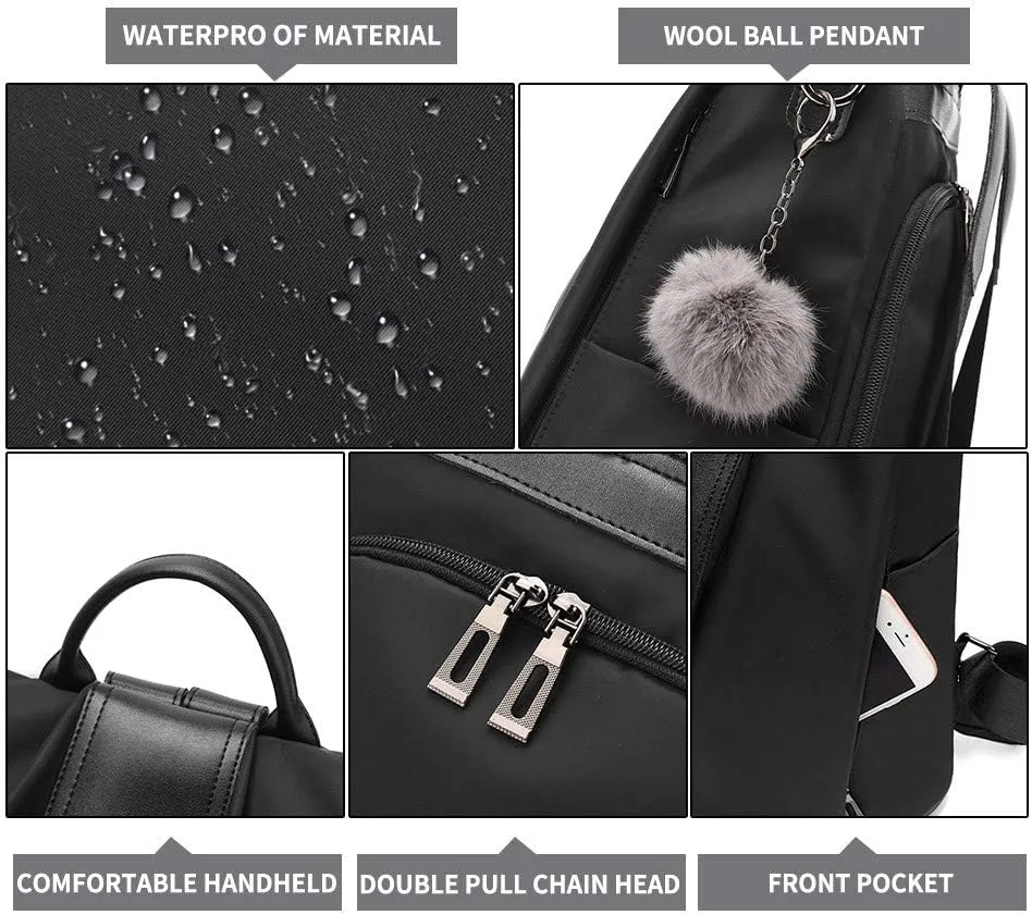PINCNEL Women Backpack Purse Waterproof Nylon Anti-theft Rucksack Lightweight Shoulder Bag