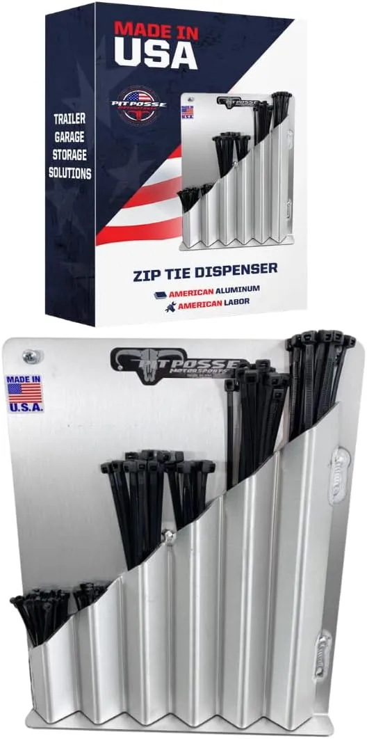 Pit Posse 544 Cable Zip Tie Storage Holder Rack Aluminum Enclosed Race Trailer Shop Garage Storage Organizer-Made in USA