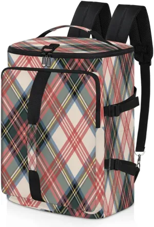 Plaid Convertible Tote Duffle Backpack Sport Gym Bag with Shoes Compartment, Weekender Travel Hiking Camping-Overnight Rucksack Laptop Bags for Outdoor Indoor