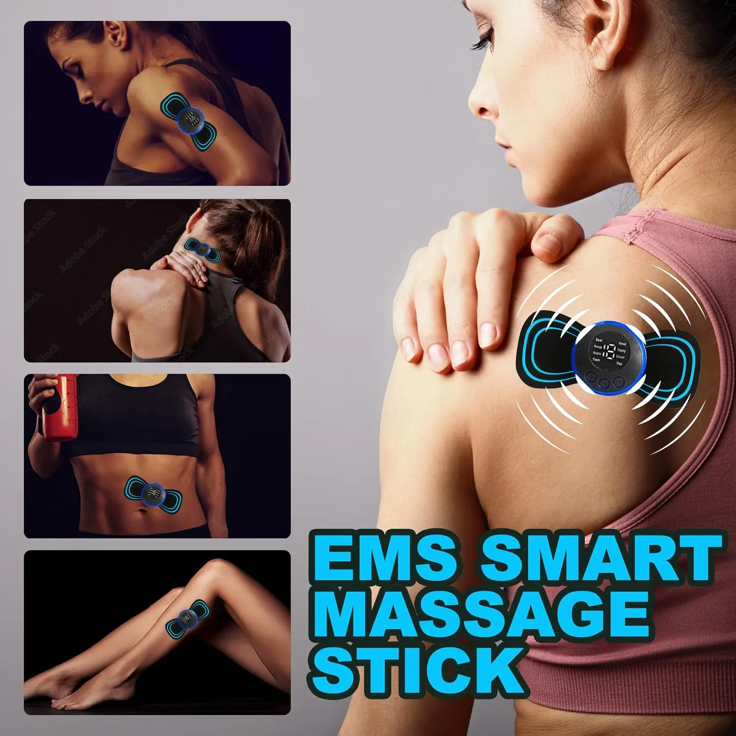 PLENO 2 Mini Muscle Body Massager Host with 2 Replaceable Pads and 19 Speed 8 Modes for Pain Relief for Full Body and Relaxation of Arm, Leg Shoulder, Waist