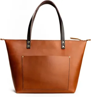 Portland Leather Goods Medium Zipper Tote Bag – Handmade, Durable & Unlined – Interior & Exterior Pockets