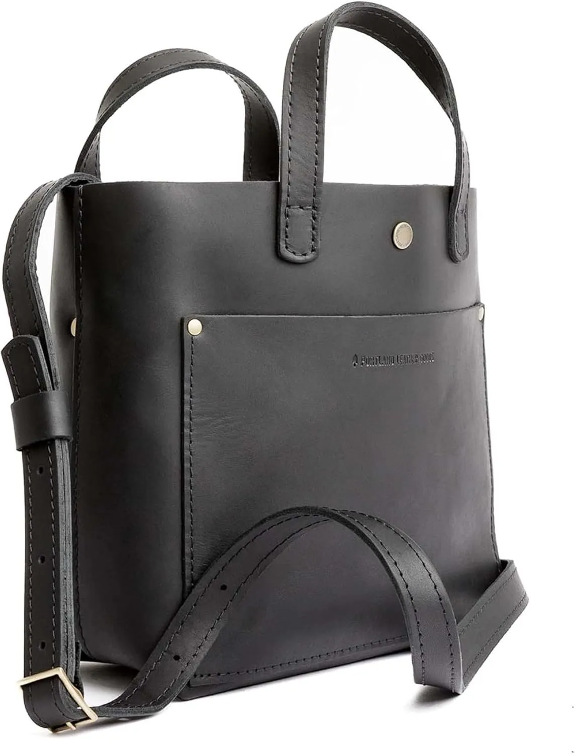 Portland Leather Goods Mini Snap Crossbody Tote Bag for Women – Handmade, Snap Closure, Durable & Unlined – Outside Pocket