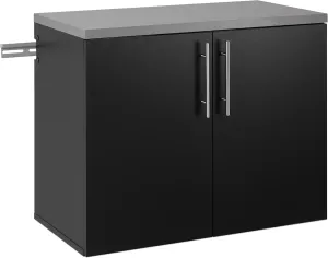 Prepac HangUps 2-Door Wall Mounted Garage Base Storage Cabinet, Work Table Storage Organizer Cabinet, 30" W x 24" H x 16" D, Black