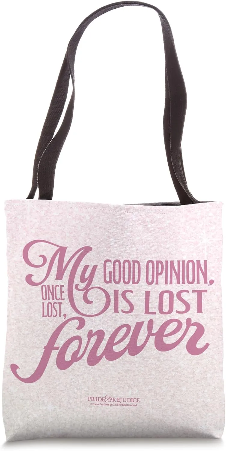 Pride & Prejudice Mr. Darcy My Good Opinion Quote Script Tote Bag