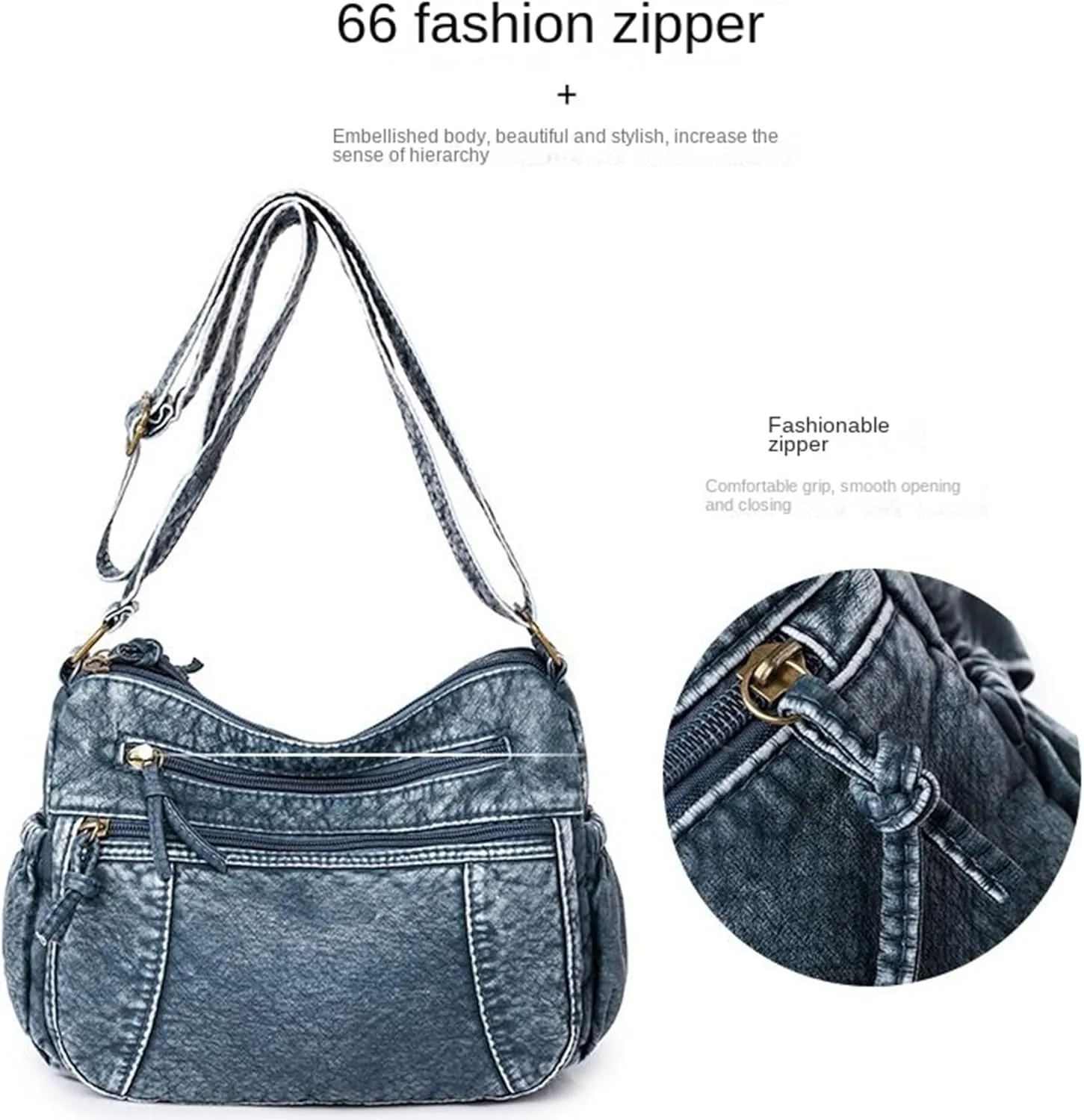 PU Leather Bags for Women, Multi-pockets Small Shoulder Bag with Zipper, Womens Tote Handbag for Work, Crossbody Purse