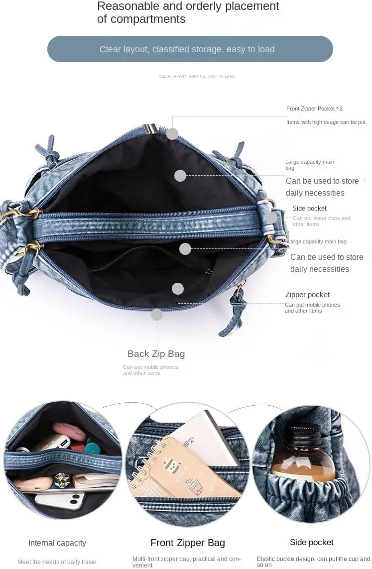 PU Leather Bags for Women, Multi-pockets Small Shoulder Bag with Zipper, Womens Tote Handbag for Work, Crossbody Purse