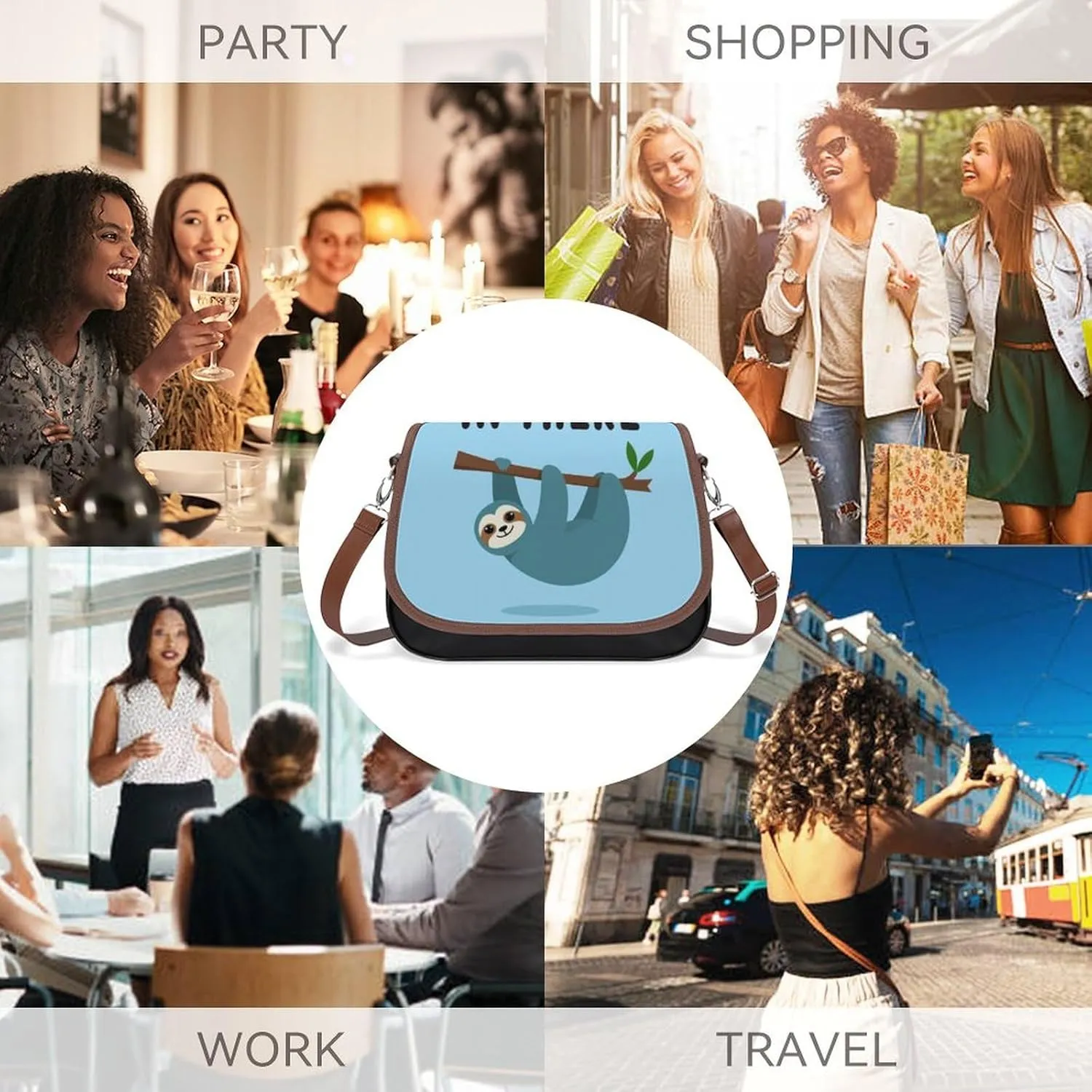 PU Leather Small Crossbody Bag, Waterproof Shoulder Bag Travel Cellphone Purse Handbag