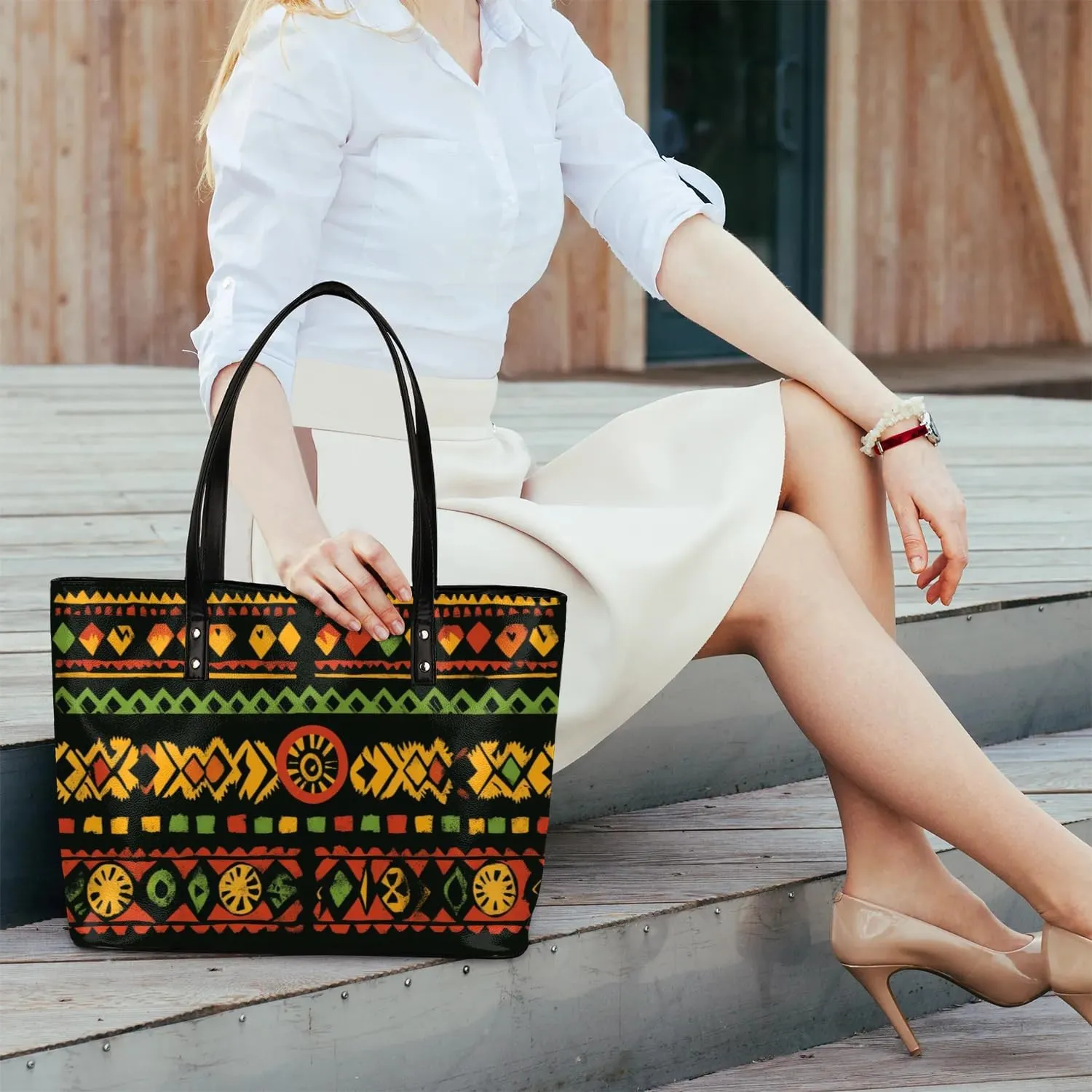 PU Leather Tote Bag for Women - Large Purses Handbags Top Handle Ladies Shoulder Bag with Zipper for Work Travel