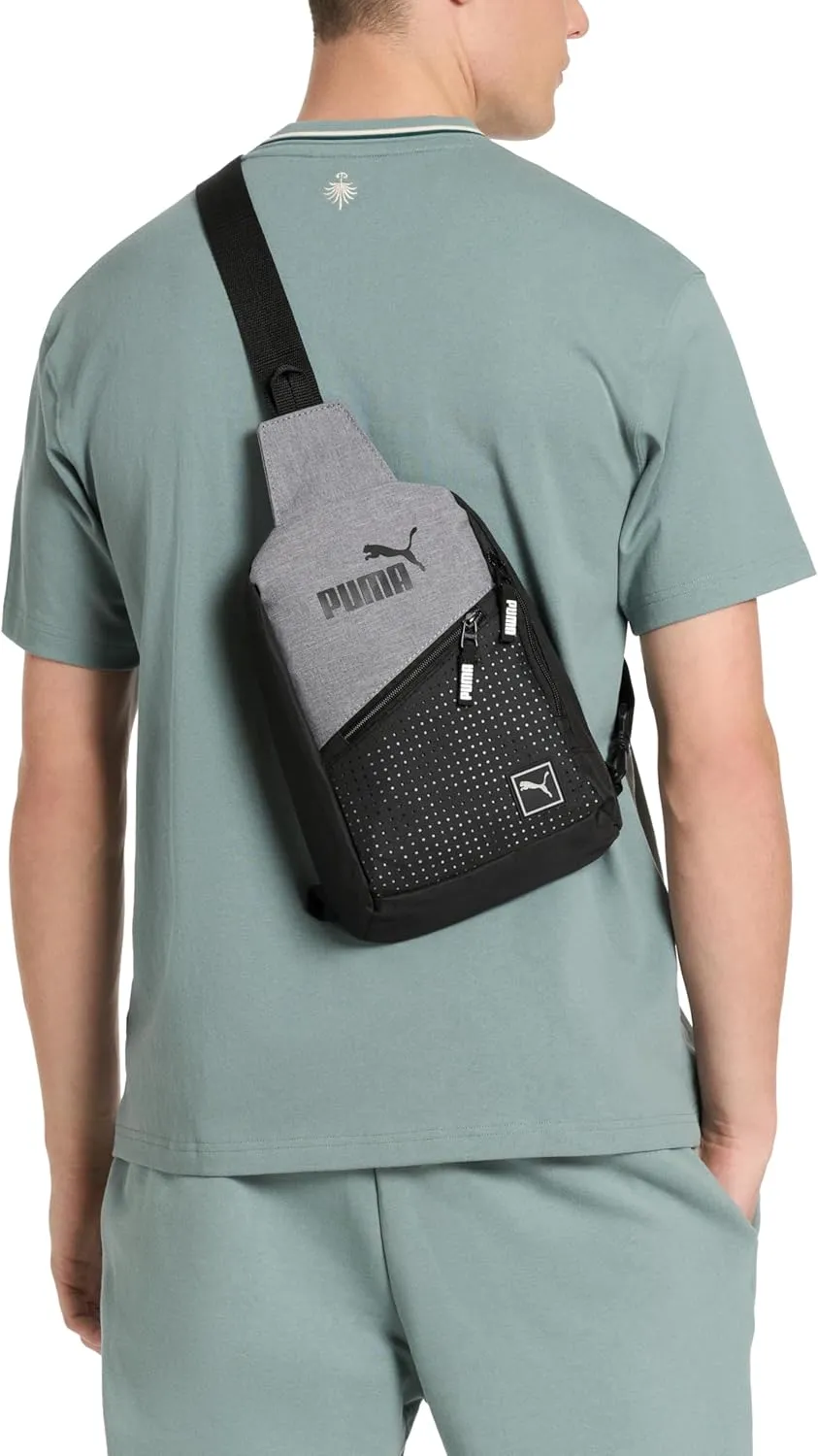 PUMA EVERCAT SIDEWALL SLING BACKPACK,Black/Silver,One Size