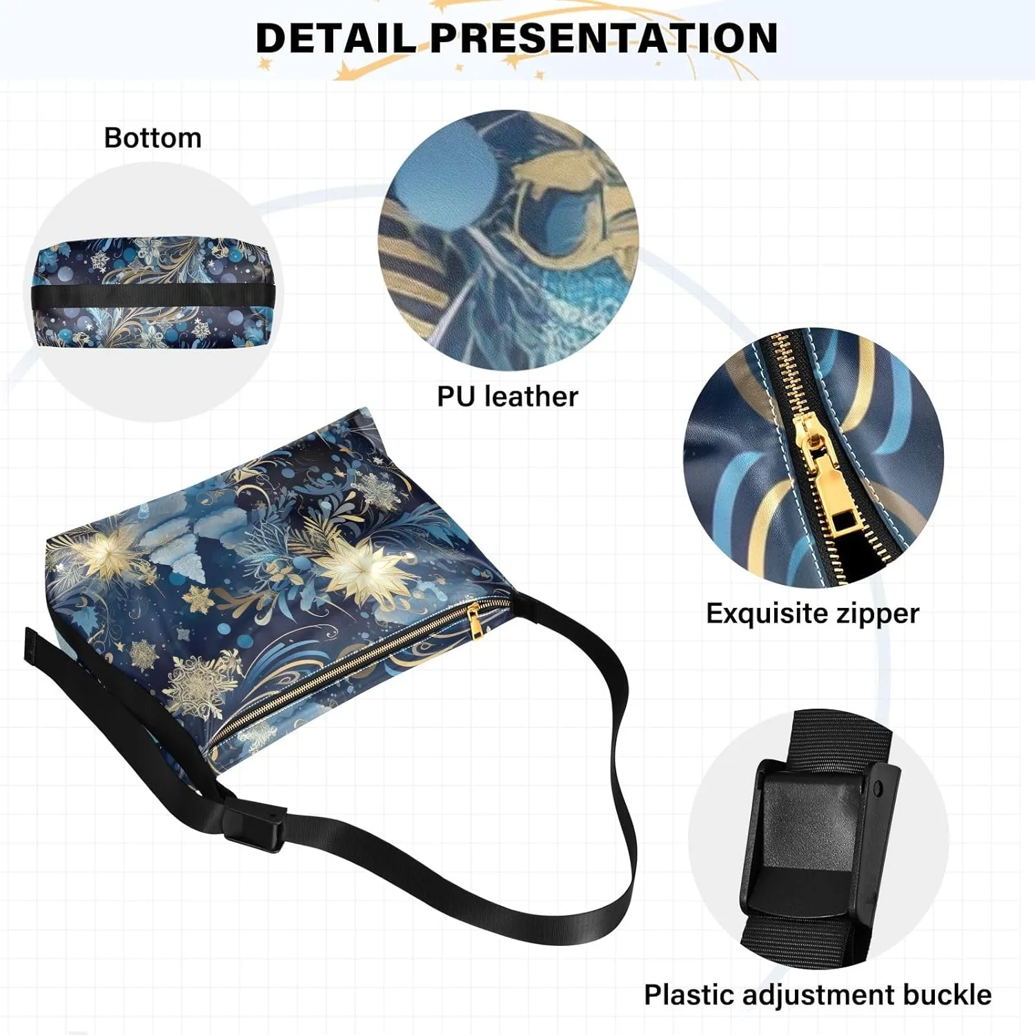 Purple Angrey Sea Animal Shoulder Bag for Women Man PU Leather Crossbody Bag with Adjustable Strap
