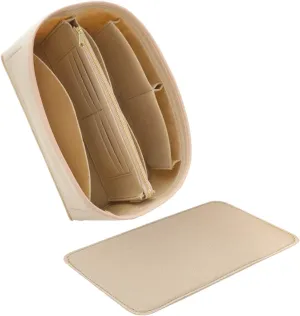 Purse Organizer & Base Shaper fit Speedy 30 & Neverfull MM , Felt Bag Organizer Insert for Handbags with Metal Zipper [Bag in Bag] (Large, Beige), KS6