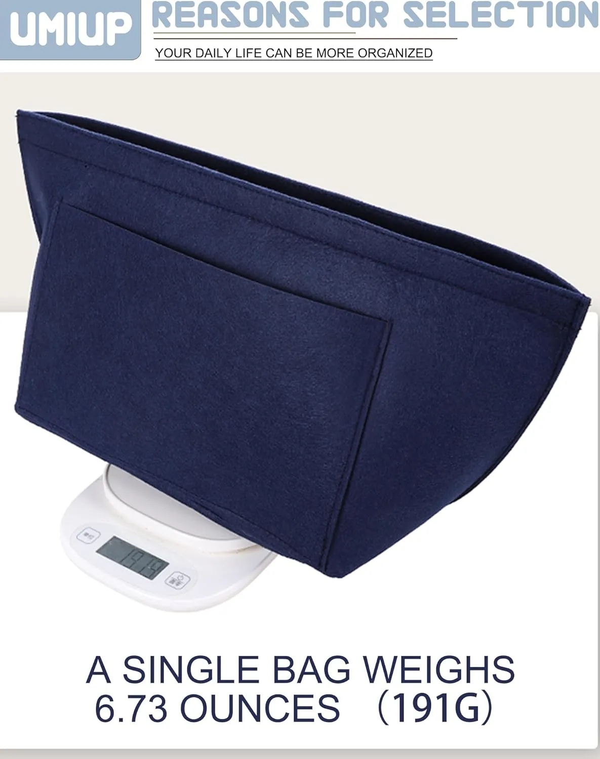Purse Organizer Insert for Longchamp Le Pliage M Handbag Insert, Felt Handbag Organizer Insert Large Tote with Cup Holder, Bag Organizer with Zipper,8 Compartments(Blue, M10.23 * 7.87 * 5.12in)
