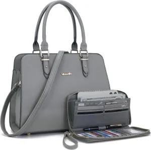 Qiyuer Satchel Purses For Women Top Handle Bag Purse And Wallet Set Work Tote Bags 2pcs