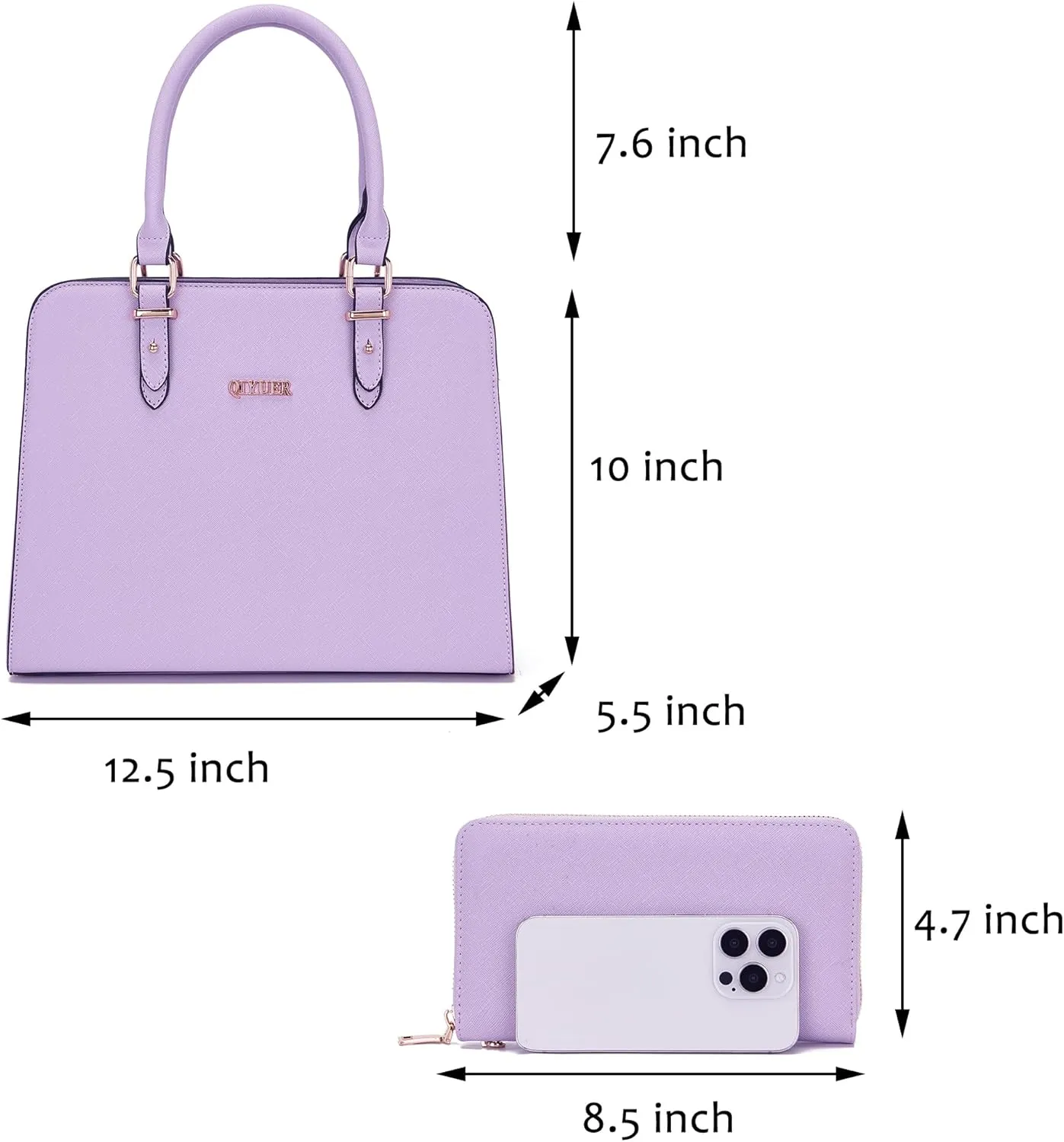 Qiyuer Satchel Purses For Women Top Handle Bag Purse And Wallet Set Work Tote Bags 2pcs