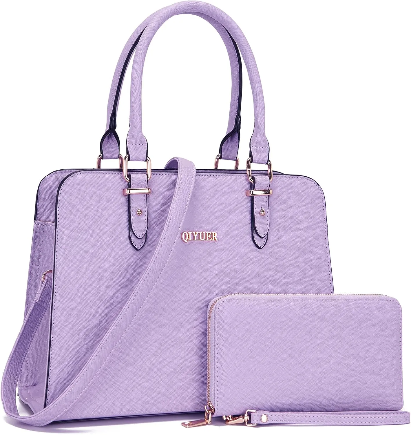 Qiyuer Satchel Purses For Women Top Handle Bag Purse And Wallet Set Work Tote Bags 2pcs