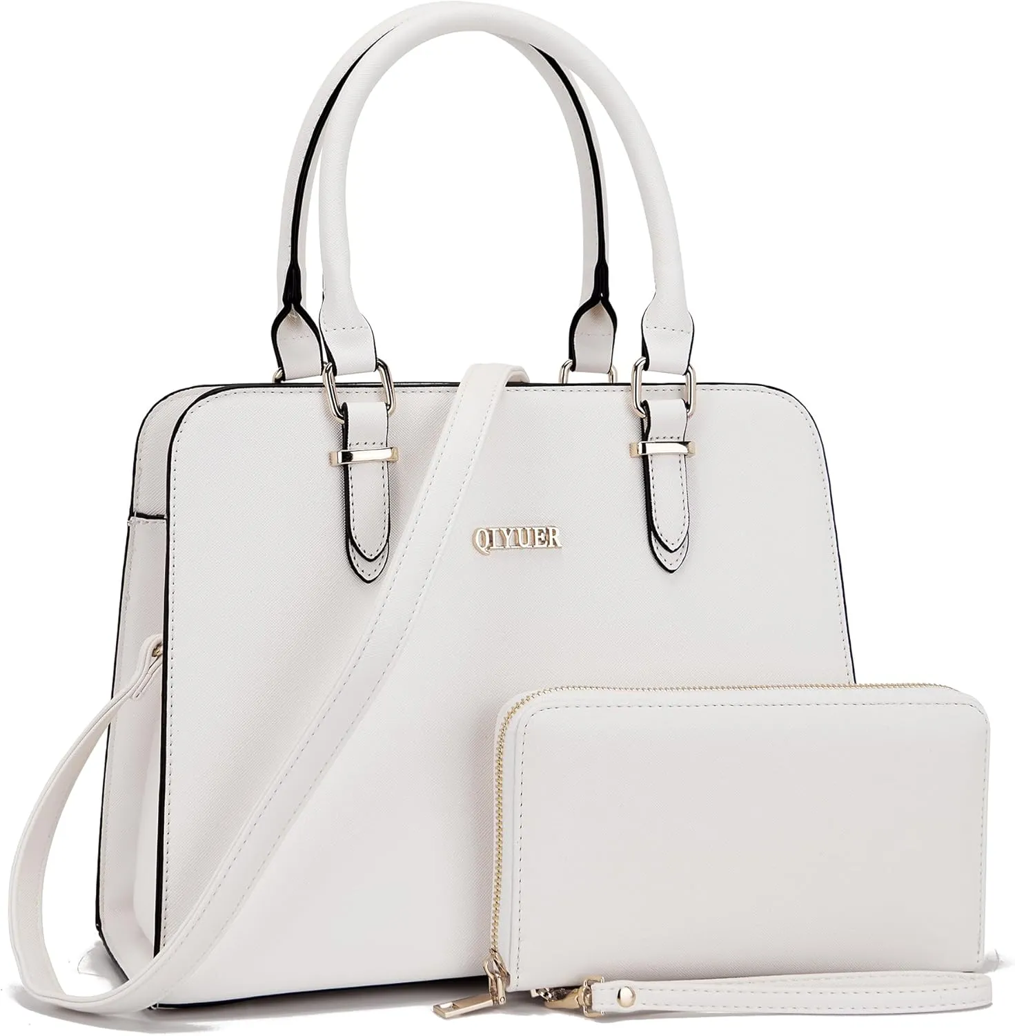 Qiyuer Satchel Purses For Women Top Handle Bag Purse And Wallet Set Work Tote Bags 2pcs