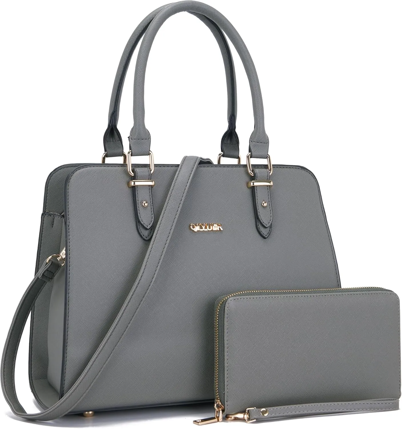 Qiyuer Satchel Purses For Women Top Handle Bag Purse And Wallet Set Work Tote Bags 2pcs