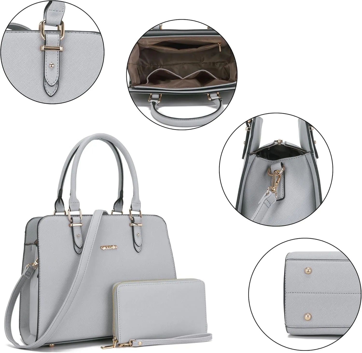 Qiyuer Satchel Purses For Women Top Handle Bag Purse And Wallet Set Work Tote Bags 2pcs