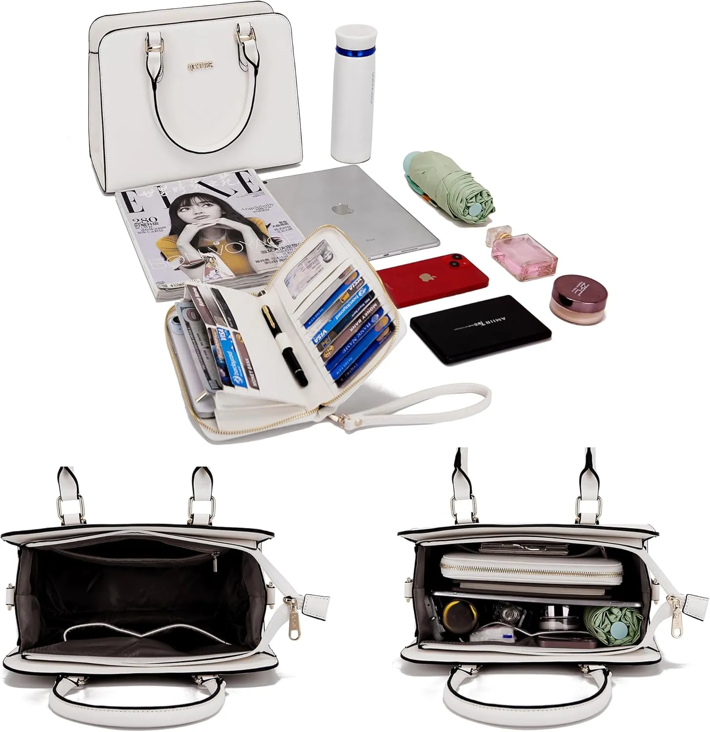 Qiyuer Satchel Purses For Women Top Handle Bag Purse And Wallet Set Work Tote Bags 2pcs