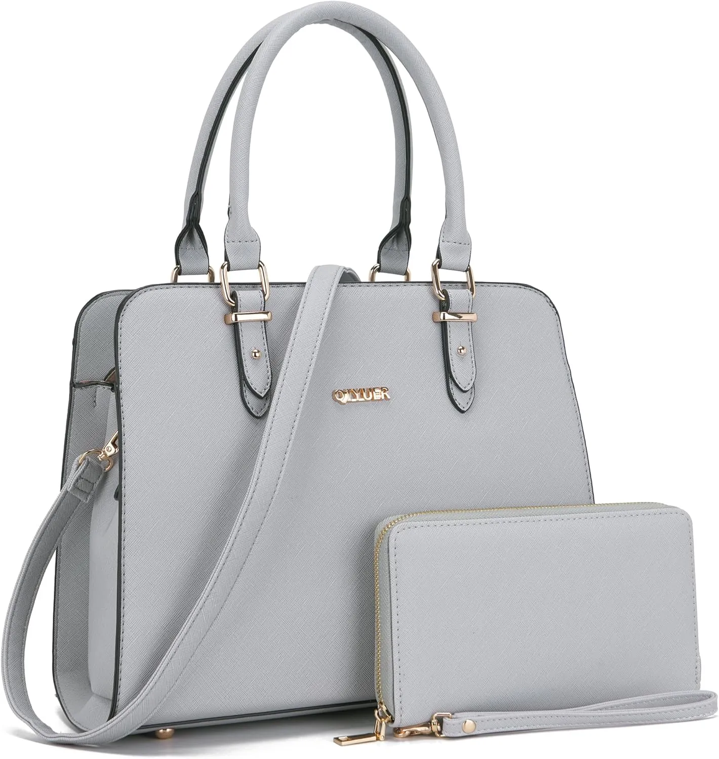 Qiyuer Satchel Purses For Women Top Handle Bag Purse And Wallet Set Work Tote Bags 2pcs