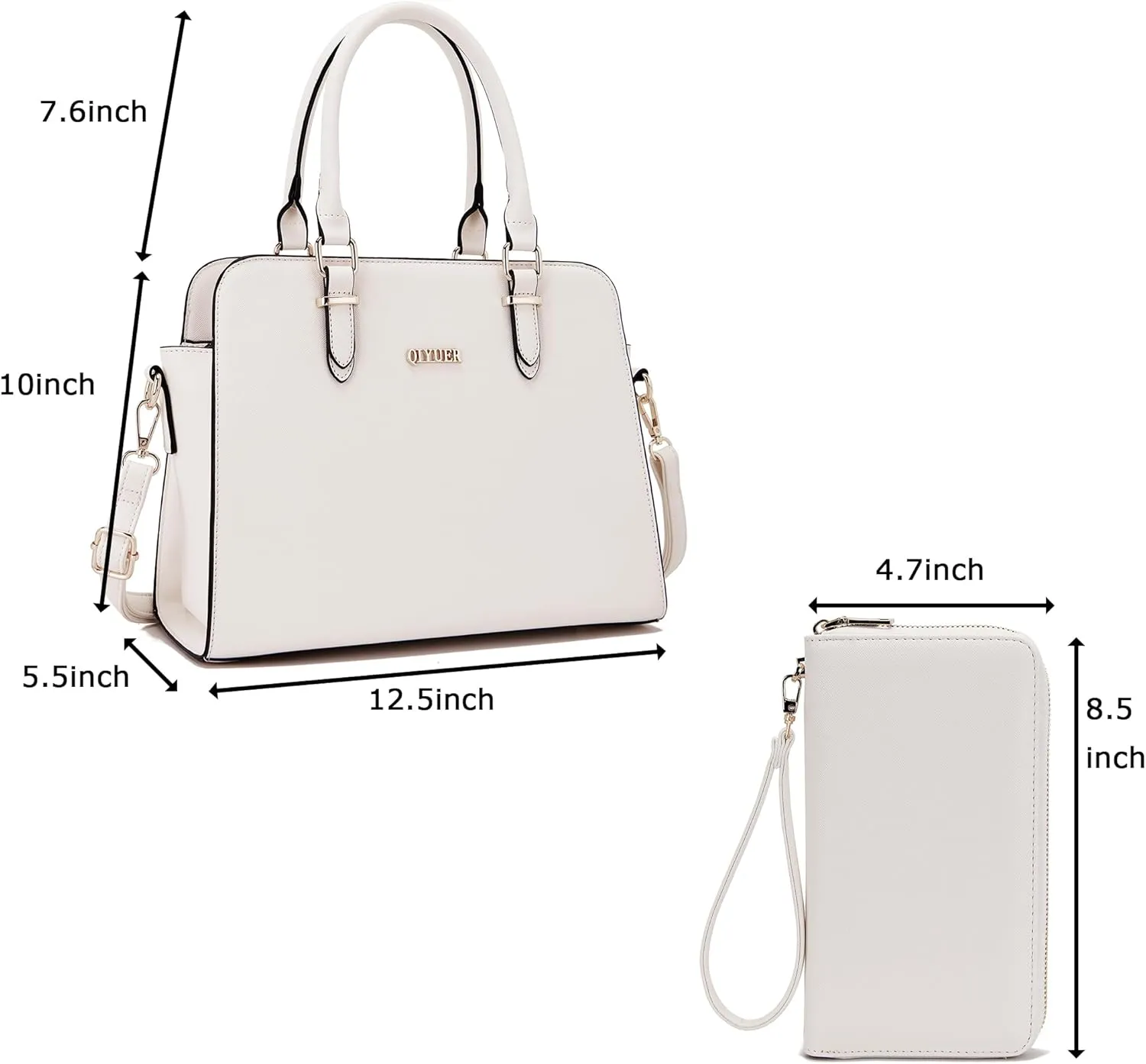 Qiyuer Satchel Purses For Women Top Handle Bag Purse And Wallet Set Work Tote Bags 2pcs