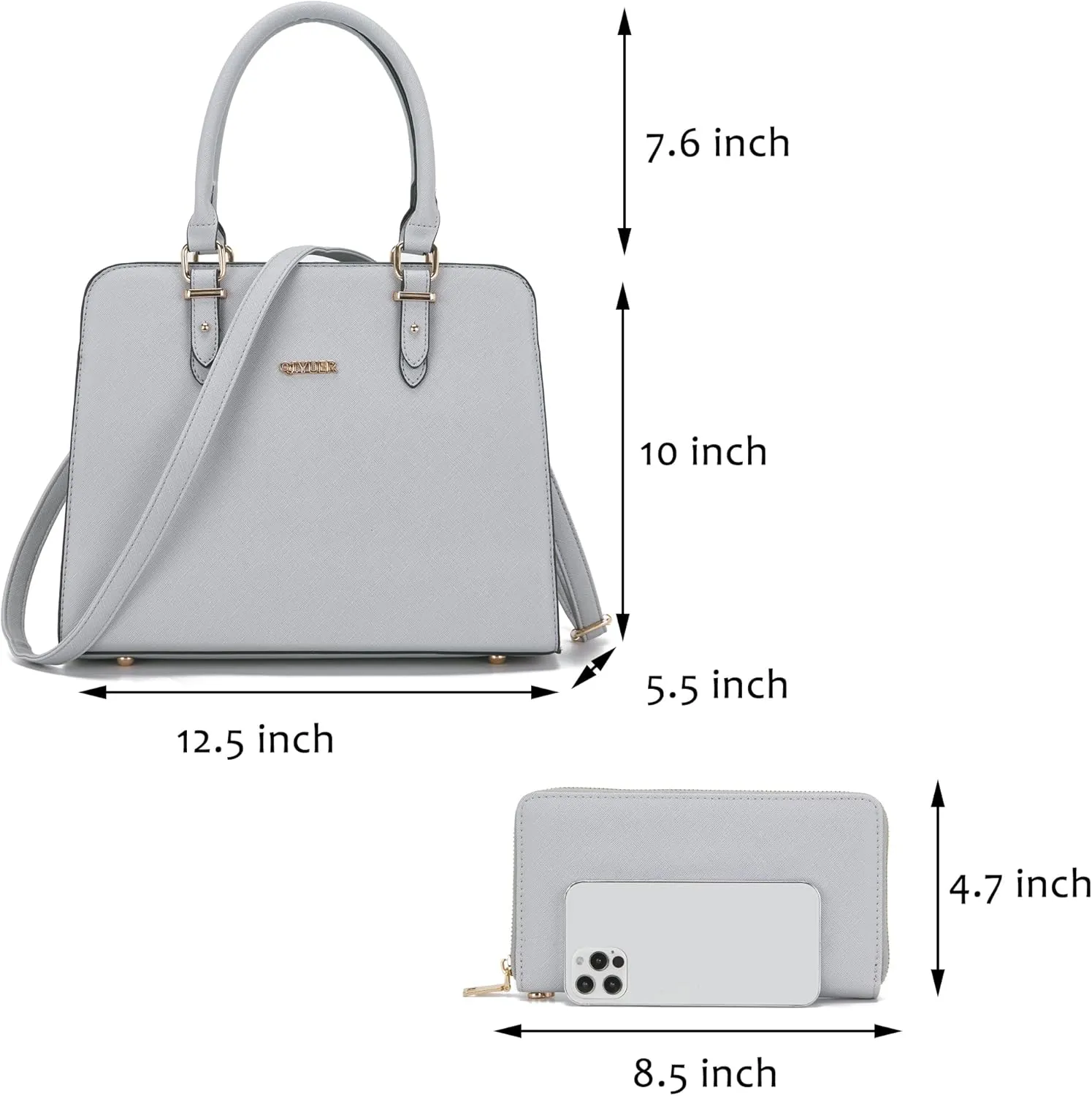 Qiyuer Satchel Purses For Women Top Handle Bag Purse And Wallet Set Work Tote Bags 2pcs
