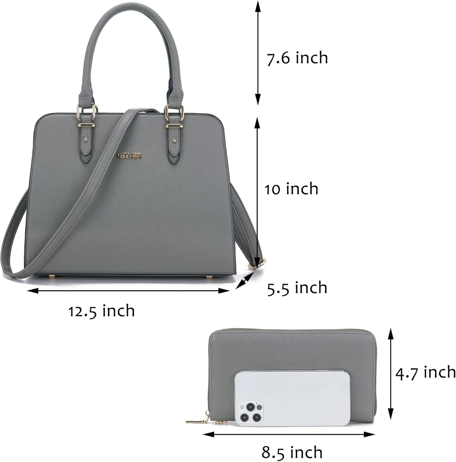Qiyuer Satchel Purses For Women Top Handle Bag Purse And Wallet Set Work Tote Bags 2pcs