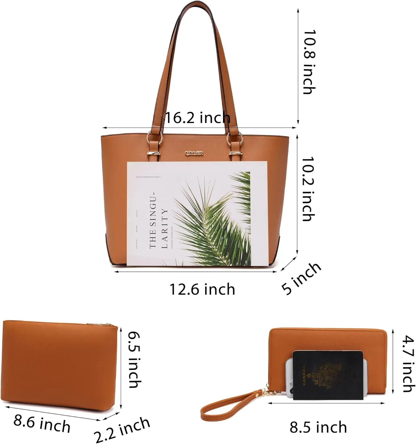 Qiyuer Women Purses Handbags Wallet Sets Shoulder Bags Top Handle Satchel Tote Purse Work Bag Set With Matching Wallet 3pcs