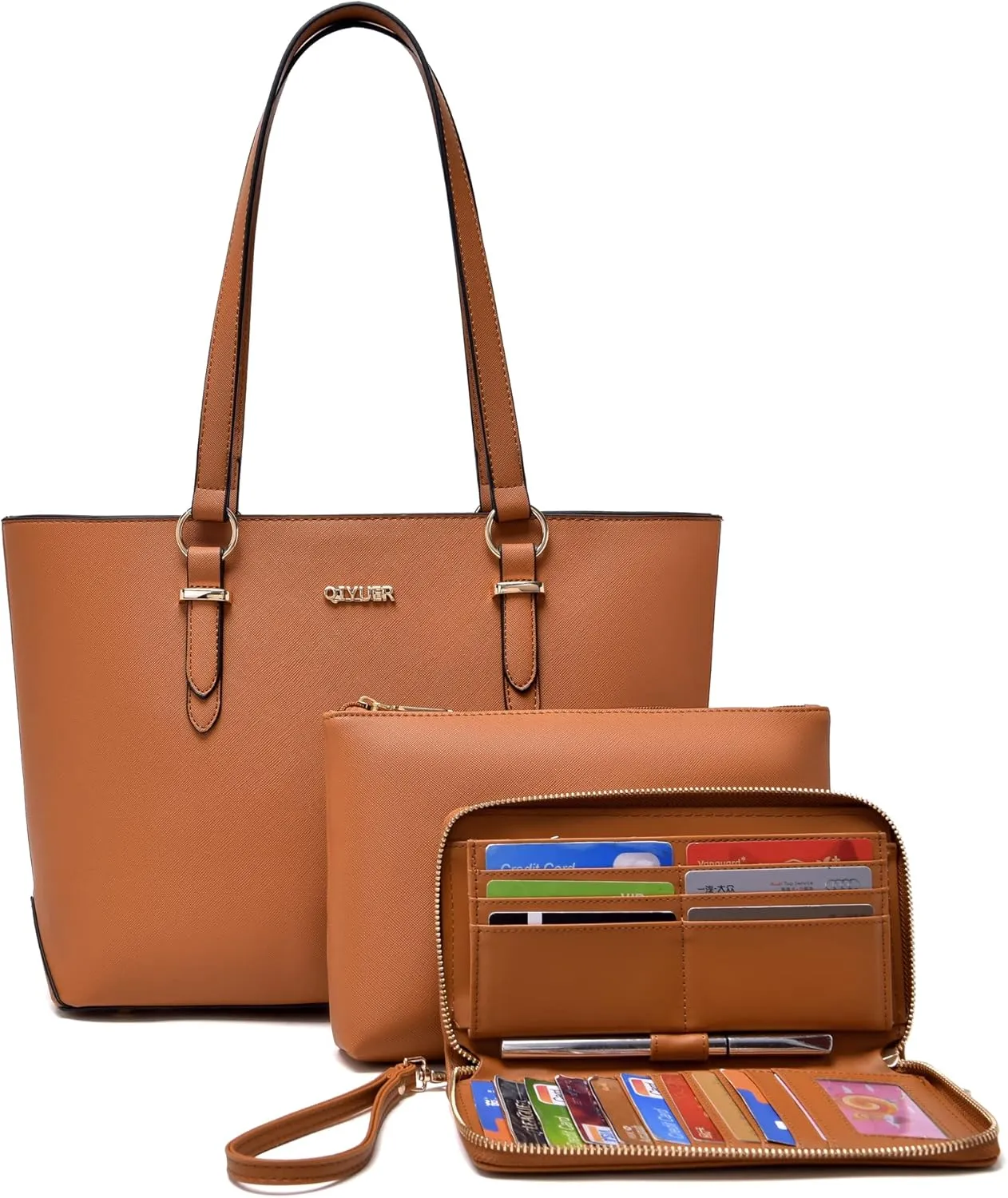 Qiyuer Women Purses Handbags Wallet Sets Shoulder Bags Top Handle Satchel Tote Purse Work Bag Set With Matching Wallet 3pcs