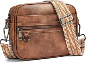 Quilted Crossbody Bags for Women 3-Pockets Crossbody Purses Vegan Leather Shoulder Handbags with Wide Strap