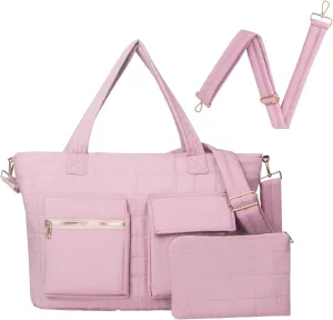 Quilted Tote Bag for Women, puffy Shoulder Bag Handbag for Travel, Large Puffer Tote Bag with Pockets Lightweight Work bags