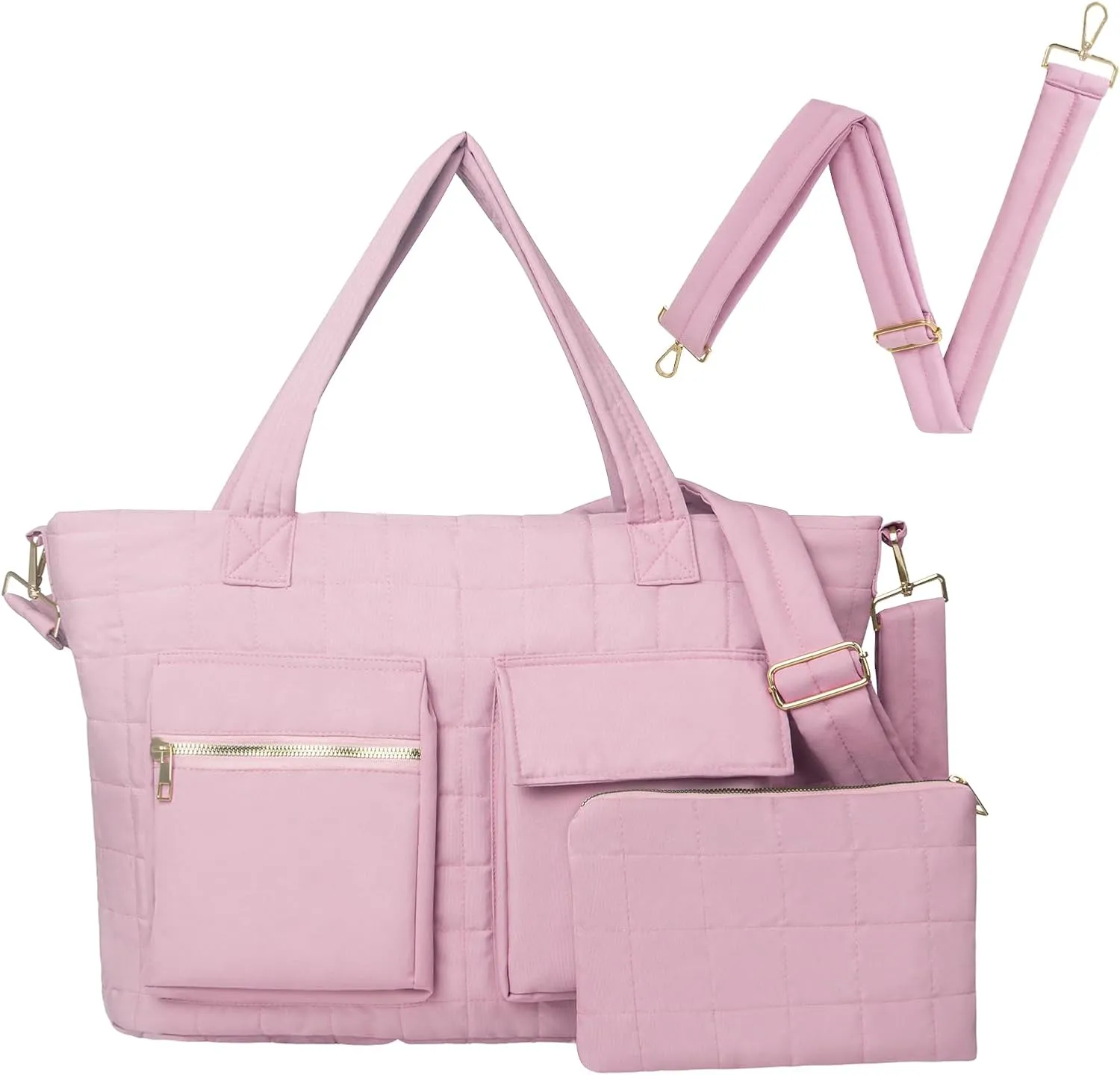 Quilted Tote Bag for Women, puffy Shoulder Bag Handbag for Travel, Large Puffer Tote Bag with Pockets Lightweight Work bags