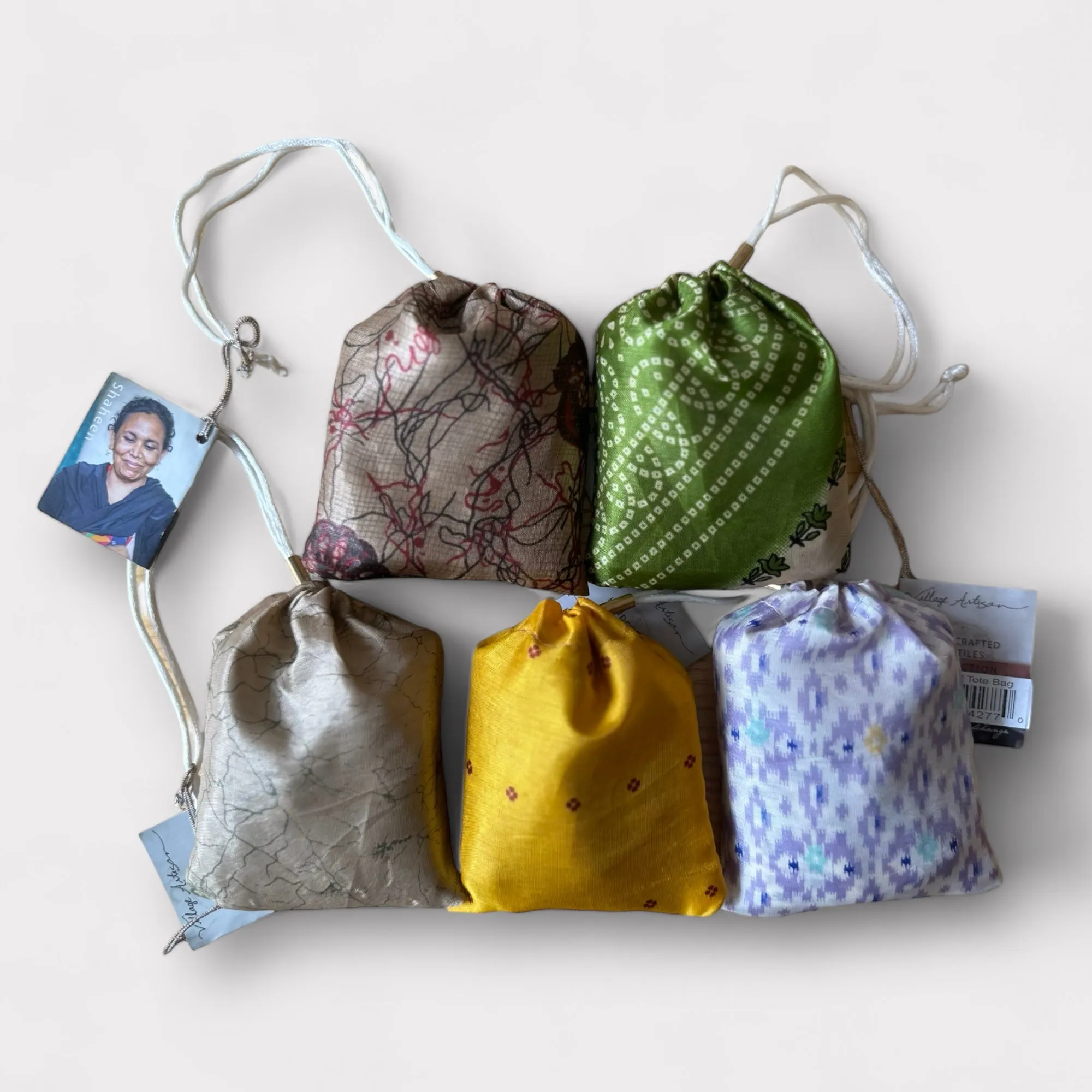 Re-Purposed Sari Tote Shopping Bags