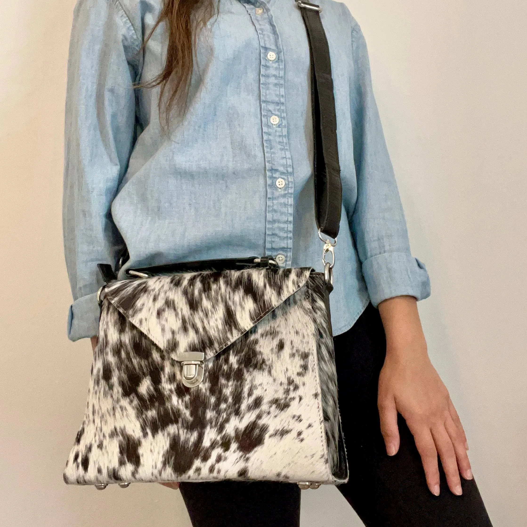 Real Cowhide and Leather Handbag- Premium Handbag, CrossbodyShoulder Bag, Everyday Purse, Gift for Her, Mother's Day Gift, Bridesmaid Gift