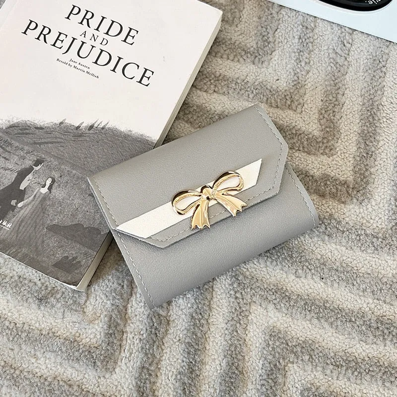 Realaiot Small Wallet Women Short Cute Girls Wallet Patchwork Credit Bank Card Holder Wallets Metal Buckle Purses Female Coin Purse